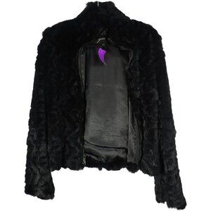 Guess Size M Vintage Black Rabbit Fur Jacket